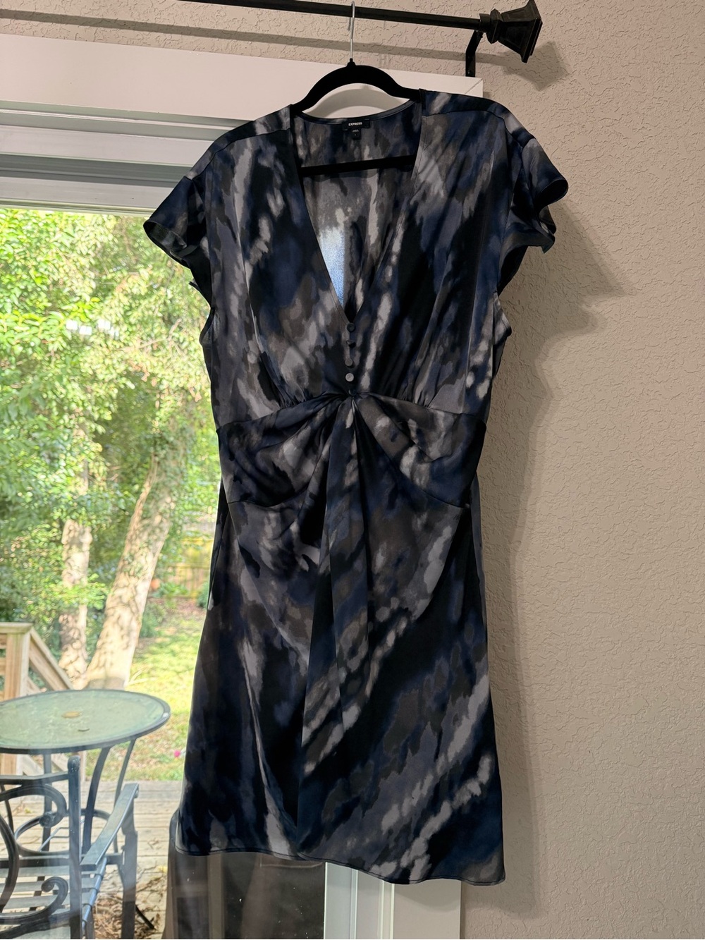 Express Black and Navy Twist-Front Mini Dress